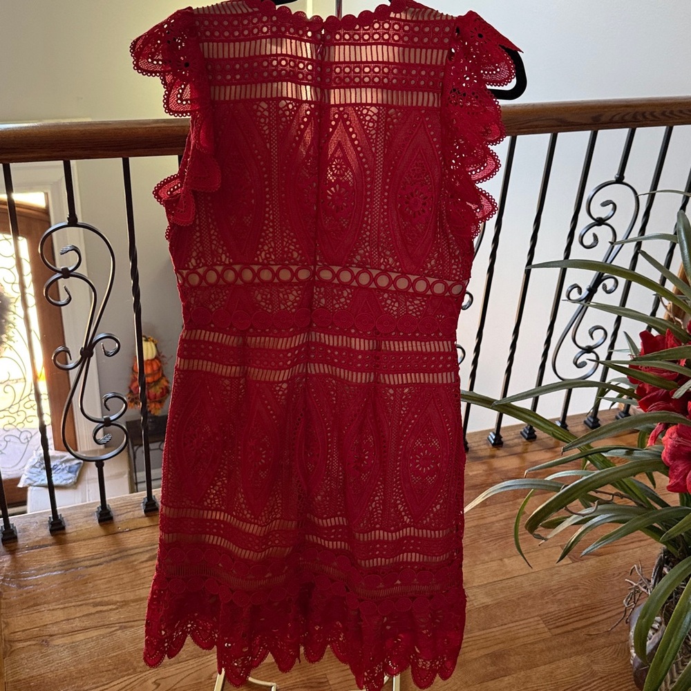 Michael Kors Vibrant Red Lace Dress - Picture 5 of 5
